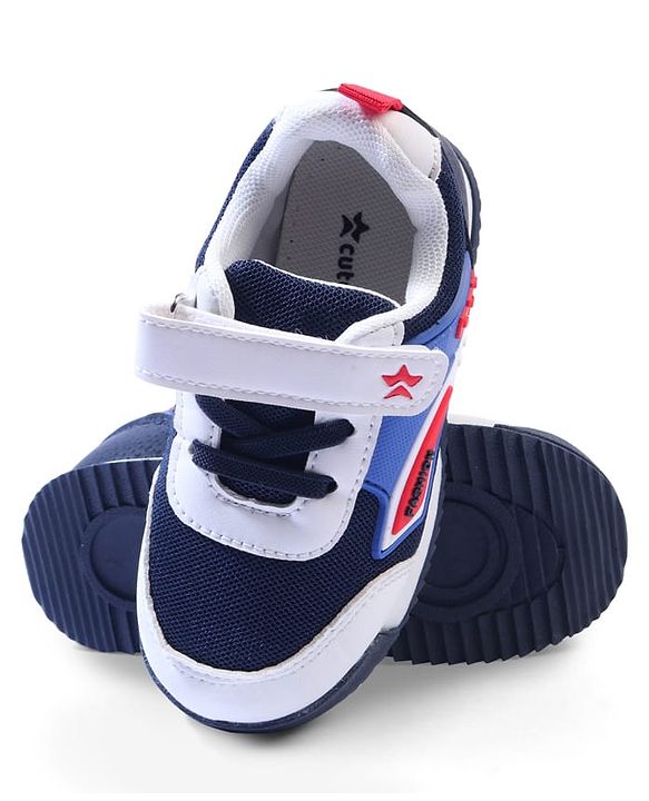 Cute Walk by Babyhug Velcro Closure Sneakers with Fashion Print - Navy Blue