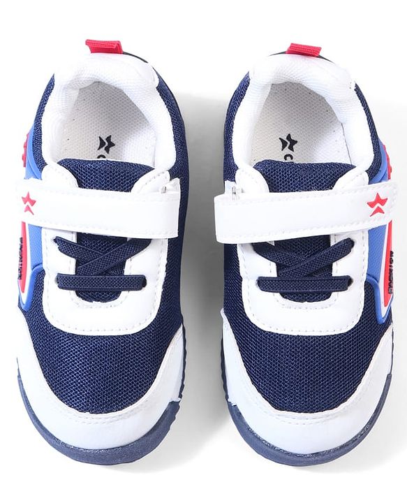 Cute Walk by Babyhug Velcro Closure Sneakers with Fashion Print - Navy Blue