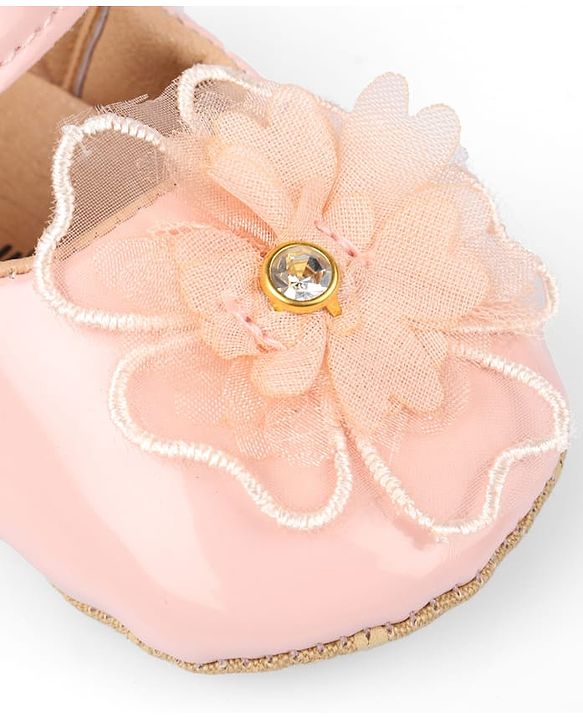 Cute Walk by Babyhug Velcro Closure Booties With Floral Applique - Pink