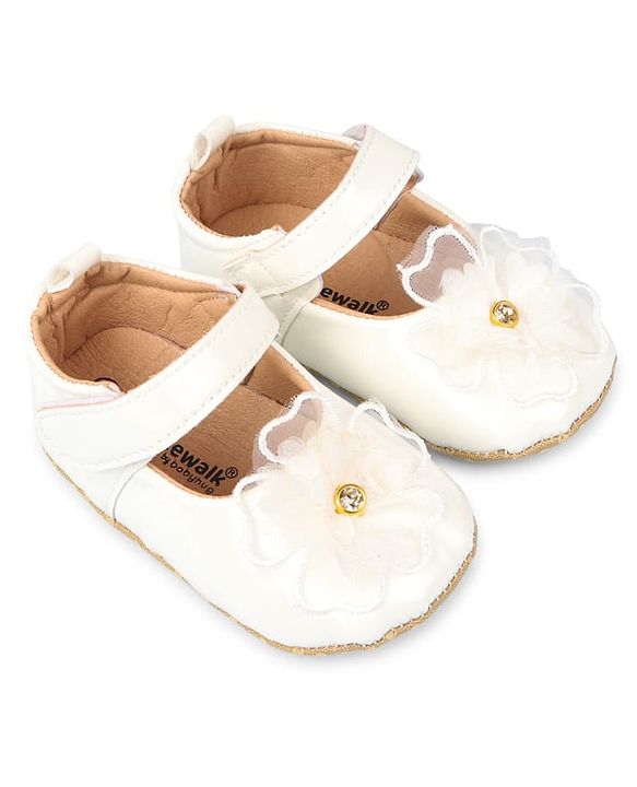 Cute Walk by Babyhug Velcro Closure Booties With Floral Applique - Pink