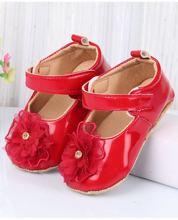 Cute Walk by Babyhug Velcro Closure Booties With Floral Applique - Pink