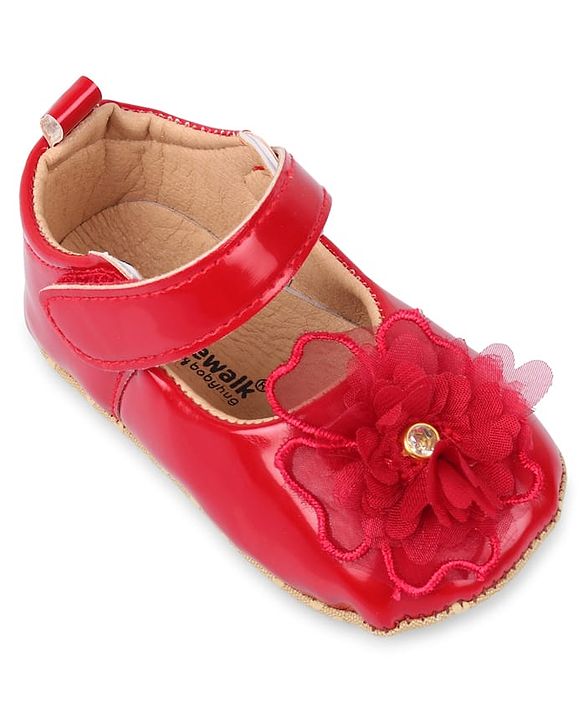 Cute Walk by Babyhug Velcro Closure Booties With Floral Applique - Pink