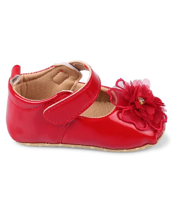 Cute Walk by Babyhug Velcro Closure Booties With Floral Applique - Pink