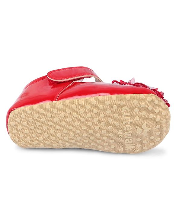 Cute Walk by Babyhug Velcro Closure Booties With Floral Applique - Pink