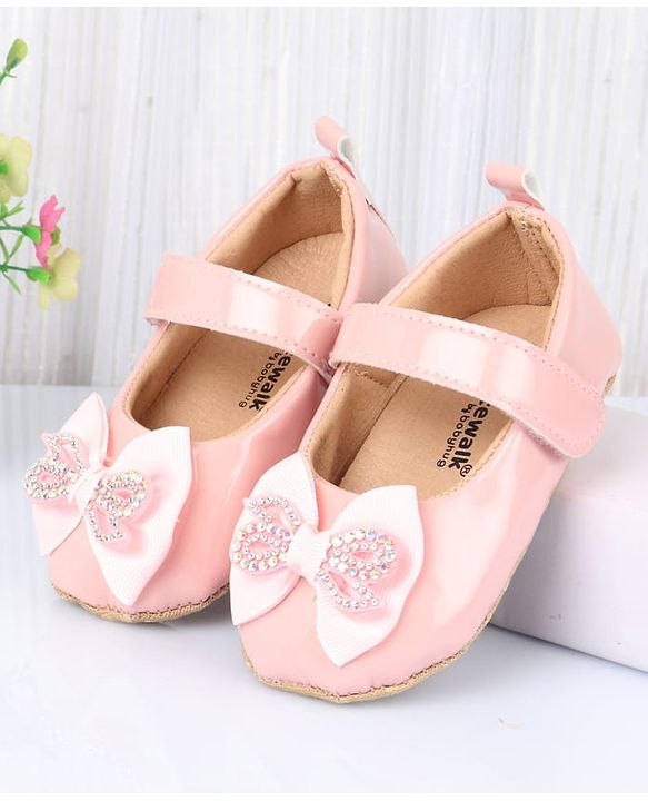 Cute Walk by Babyhug Velcro Closure Booties With Bow Applique - Pink