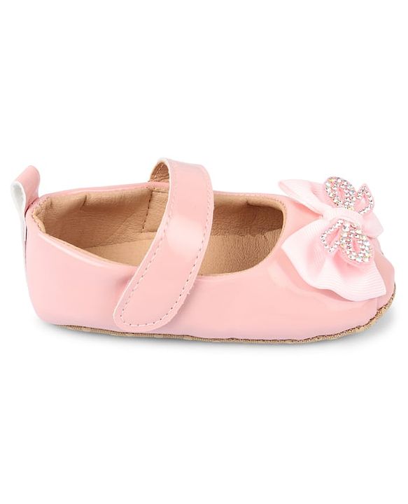 Cute Walk by Babyhug Velcro Closure Booties With Bow Applique - Pink