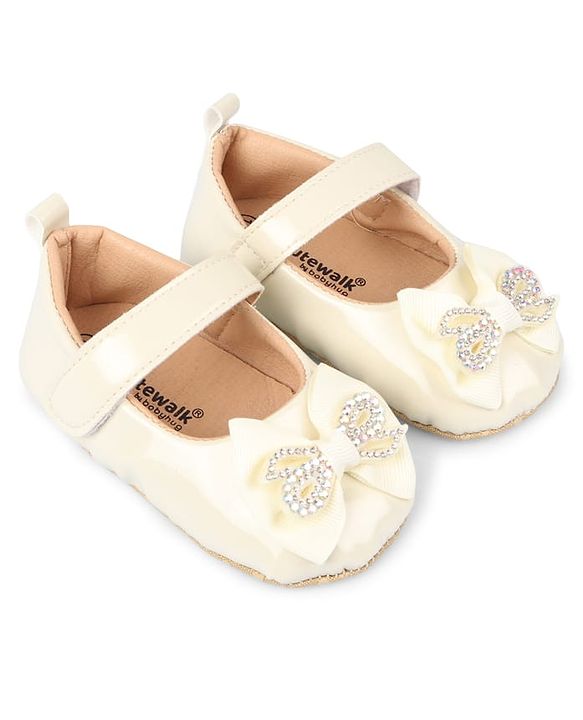 Cute Walk by Babyhug Velcro Closure Booties With Bow Applique - Pink