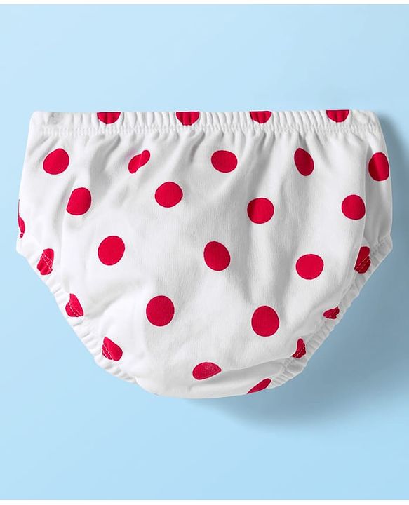 Babyhug 100% Cotton Knit Half Sleeves Polka Dots Printed Frock With Bloomer - White & Red