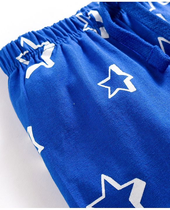 Babyhug Single Jersey Knit Full Length Lounge Pant with Star Print - Blue