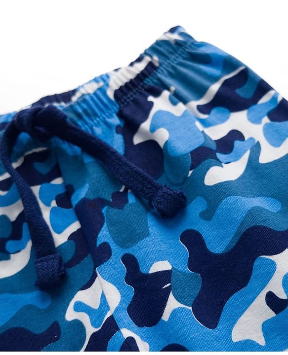 Babyhug Single Jersey Knit Full Length Lounge Pant With Camouflage Print - Blue