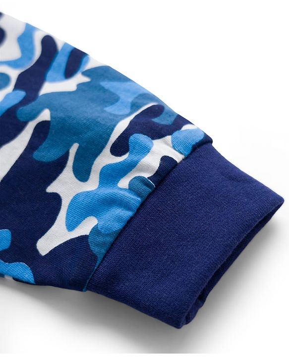 Babyhug Single Jersey Knit Full Length Lounge Pant With Camouflage Print - Blue