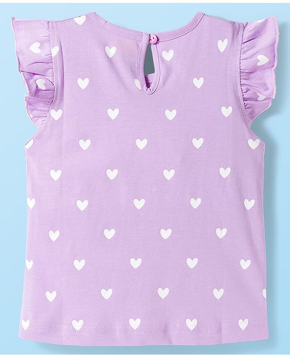 Babyhug 100% Cotton Knit Frill Sleeves T-Shirts with Heart Rainbow & Text Print Pack of 5 - Multicolor