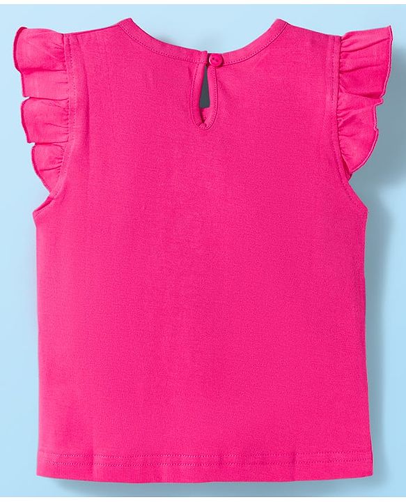 Babyhug 100% Cotton Knit Frill Sleeves T-Shirts with Heart Rainbow & Text Print Pack of 5 - Multicolor