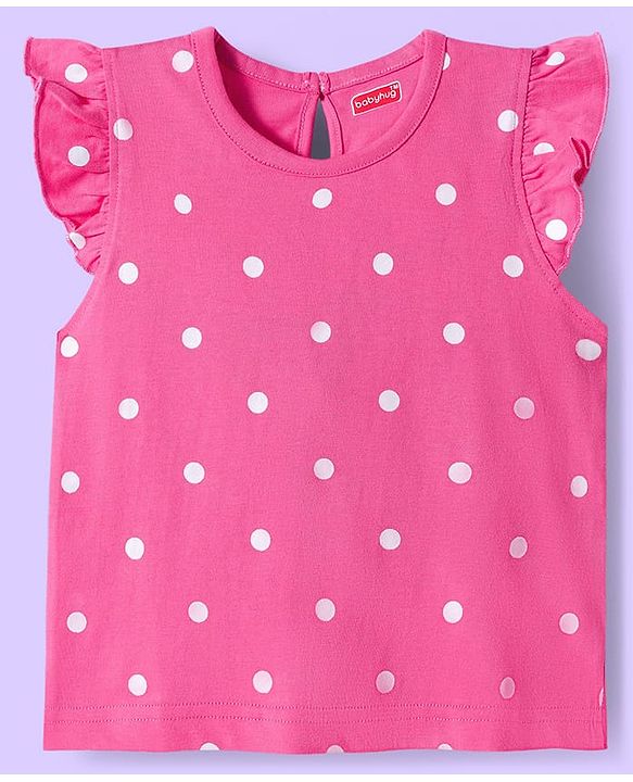Babyhug Cotton Knit Frill Sleeves T-Shirts With Ice Cream & Polka Dot Print Pack of 3 - Blue Pink & White