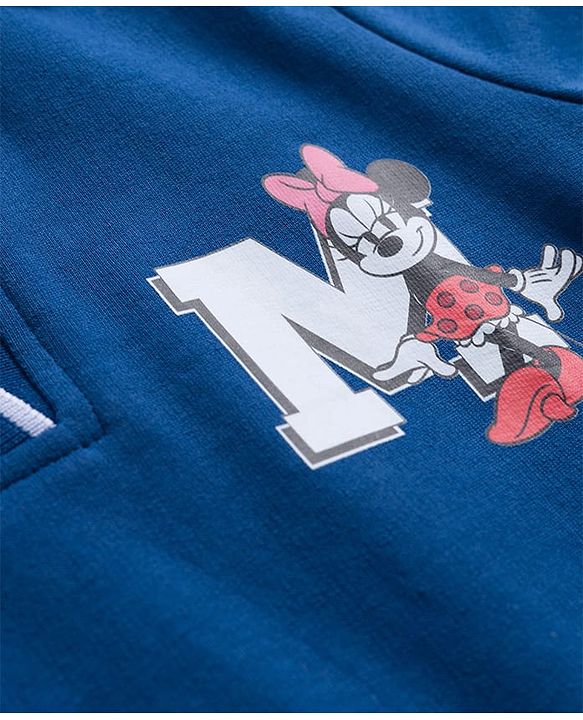 Pine Kids Disney Single Jersey Knit Half Sleeves Dress with Front & Back Minnie Mouse Graphics - Blue
