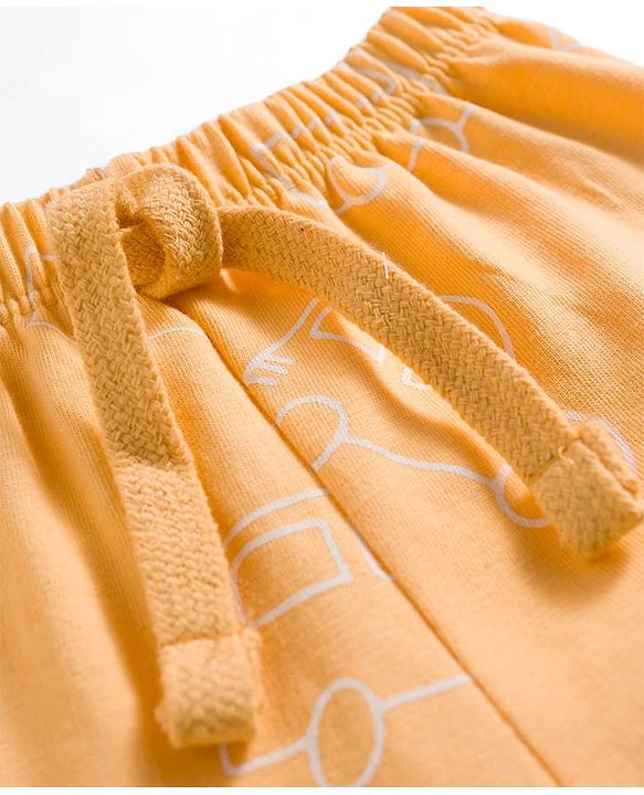 Babyhug Single Jersey Knit Full Length Lounge Pant With Vehicle Print - Cream