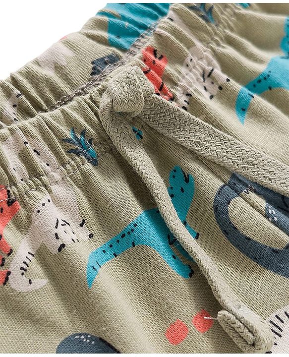 Babyhug Single Jersey Knit Full Length Lounge Pant With Dino Print - Multicolor