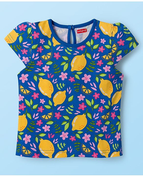 Babyhug Half Cap Sleeves T-Shirts with Tropical Theme & Polka Dot Print Pack of 3 - White Navy Blue & Pink