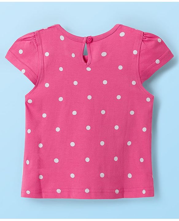 Babyhug Half Cap Sleeves T-Shirts with Tropical Theme & Polka Dot Print Pack of 3 - White Navy Blue & Pink