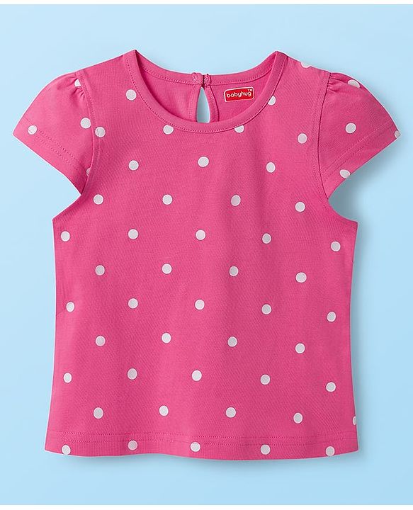 Babyhug Half Cap Sleeves T-Shirts with Tropical Theme & Polka Dot Print Pack of 3 - White Navy Blue & Pink
