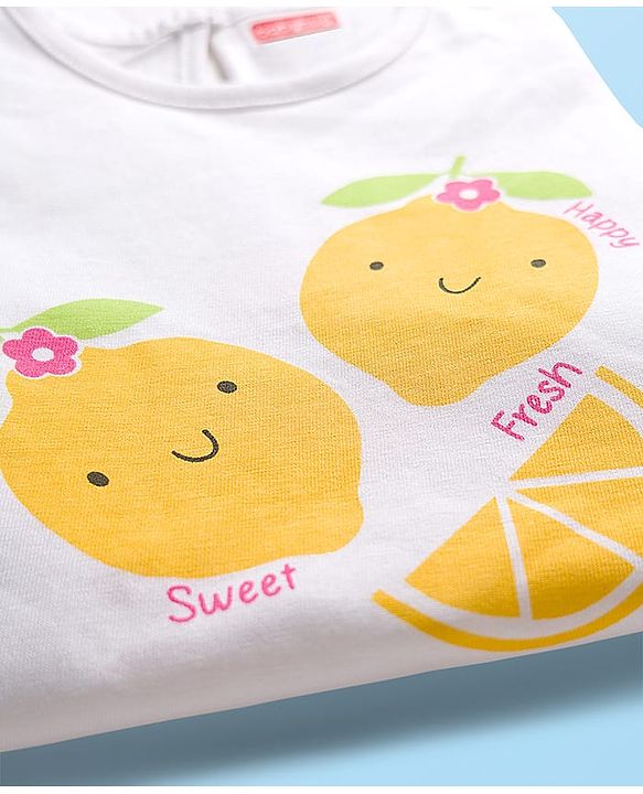 Babyhug Half Cap Sleeves T-Shirts with Tropical Theme & Polka Dot Print Pack of 3 - White Navy Blue & Pink