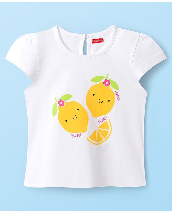 Babyhug Half Cap Sleeves T-Shirts with Tropical Theme & Polka Dot Print Pack of 3 - White Navy Blue & Pink