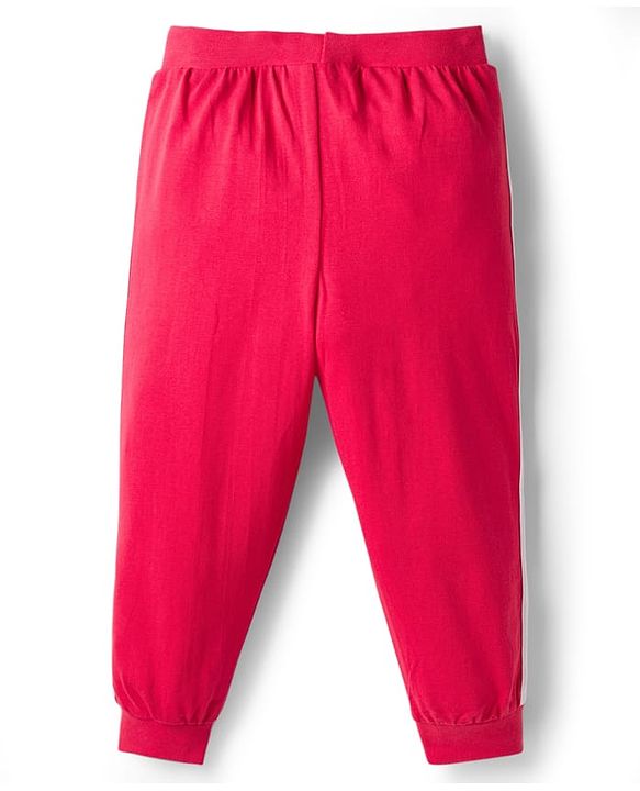 Babyhug Single Jersey Knit Full Length Lounge Pants with City Print Pack of 2 - Red & Light Blue