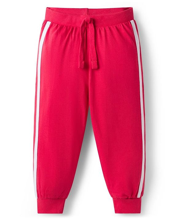 Babyhug Single Jersey Knit Full Length Lounge Pants with City Print Pack of 2 - Red & Light Blue