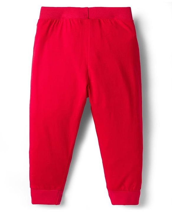 Babyhug Single Jersey Knit Full Length Solid Lounge Pants with Text Print Pack of 3 - Green Red & Grey