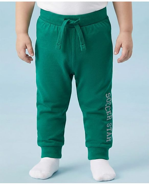 Babyhug Single Jersey Knit Full Length Solid Lounge Pants with Text Print Pack of 3 - Green Red & Grey