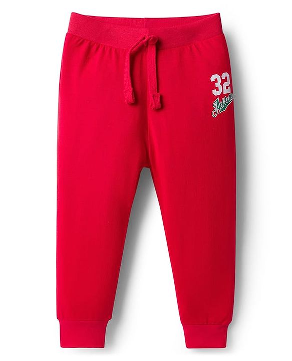 Babyhug Single Jersey Knit Full Length Solid Lounge Pants with Text Print Pack of 3 - Green Red & Grey