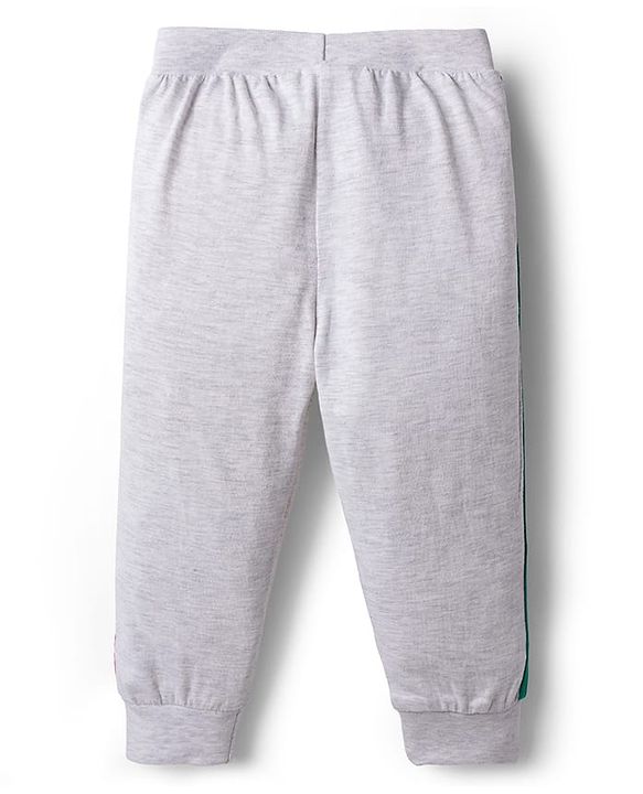 Babyhug Single Jersey Knit Full Length Solid Lounge Pants with Text Print Pack of 3 - Green Red & Grey