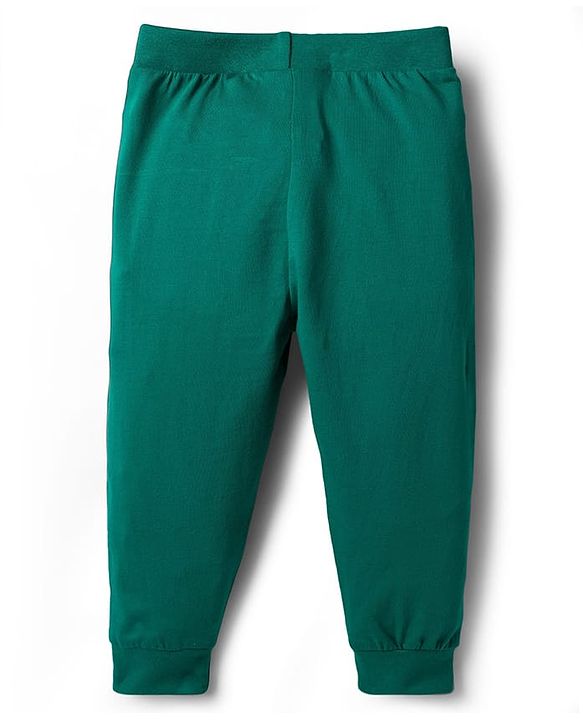 Babyhug Single Jersey Knit Full Length Solid Lounge Pants with Text Print Pack of 3 - Green Red & Grey
