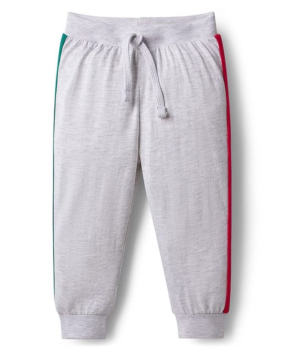 Babyhug Single Jersey Knit Full Length Solid Lounge Pants with Text Print Pack of 3 - Green Red & Grey