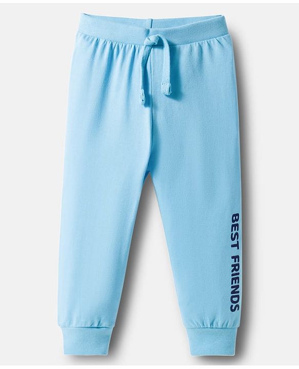 Babyhug Single Jersey Cotton Knit Full Length Text Printed Lounge Pants Pack Of 3 - Multicolour