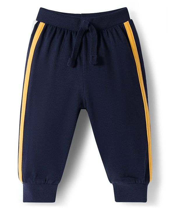 Babyhug Single Jersey Knit Full Length Lounge Pants with Sport Print & Tape Detailing Pack of 3 - Multicolor