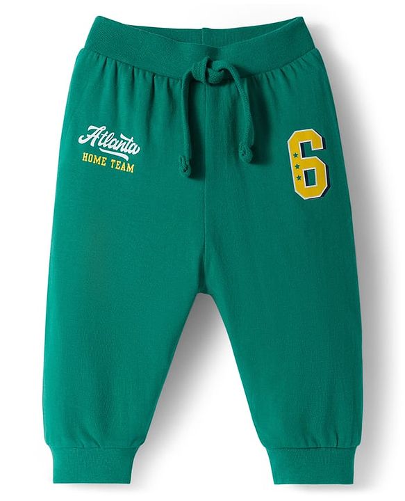 Babyhug Single Jersey Knit Full Length Lounge Pants with Sport Print & Tape Detailing Pack of 3 - Multicolor
