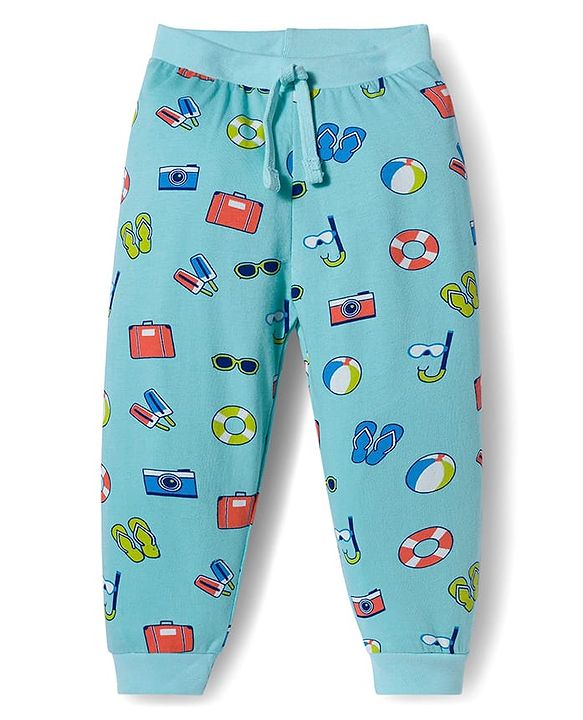 Babyhug Single Jersey Knit Full Length Lounge Pant with Stripes & Prints Pack of 3 - Multicolor