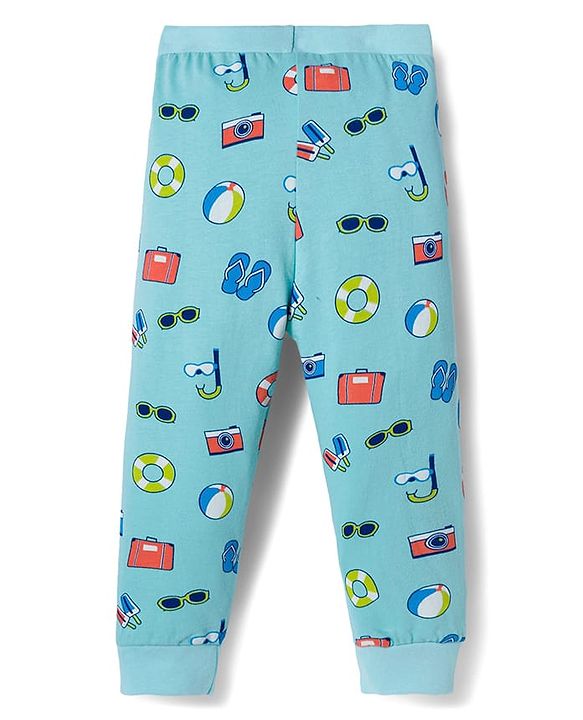 Babyhug Single Jersey Knit Full Length Lounge Pant with Stripes & Prints Pack of 3 - Multicolor