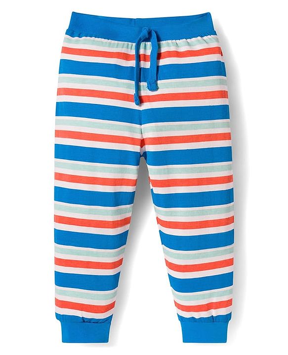 Babyhug Single Jersey Knit Full Length Lounge Pant with Stripes & Prints Pack of 3 - Multicolor