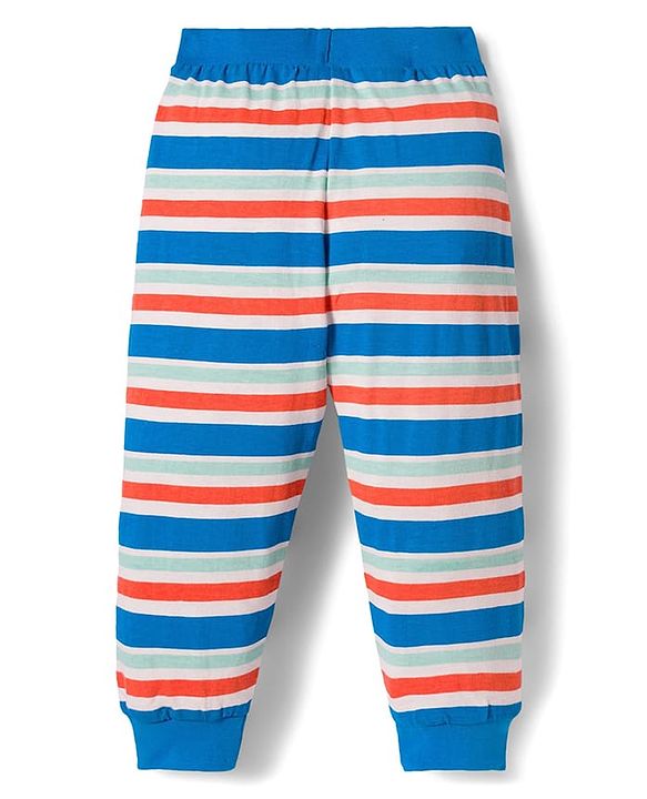 Babyhug Single Jersey Knit Full Length Lounge Pant with Stripes & Prints Pack of 3 - Multicolor