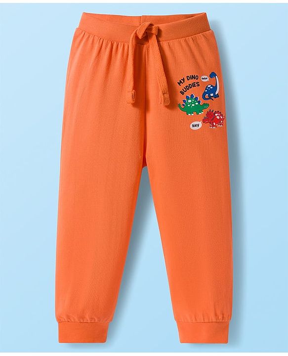 Babyhug Single Jersey Knit Full Length Lounge Pants With Dino Print Pack of 5 - Multicolor