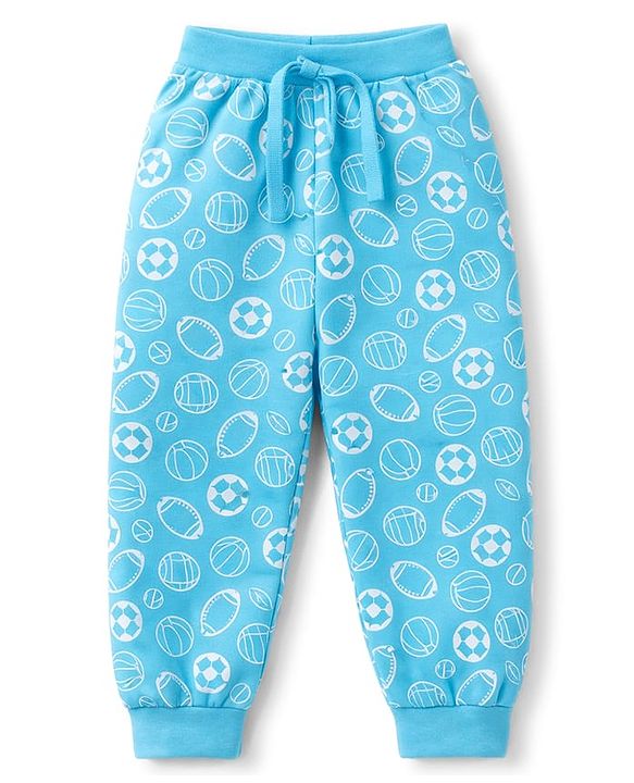 Babyhug Single Jersey Knit Full Length Sports Theme Printed Lounge Pant Pack Of 5 - Multicolour