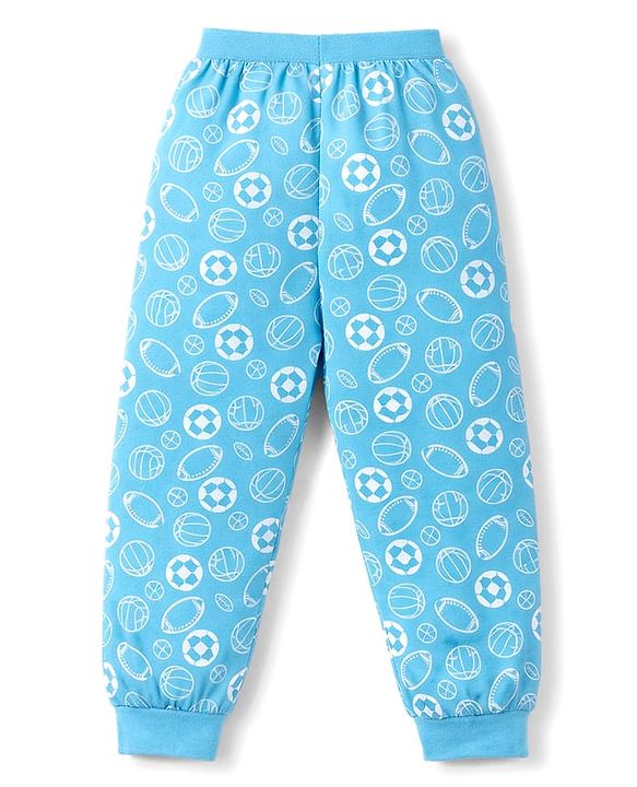 Babyhug Single Jersey Knit Full Length Sports Theme Printed Lounge Pant Pack Of 5 - Multicolour