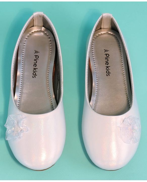 Pine Kids Slip On Ballerinas with Applique - White