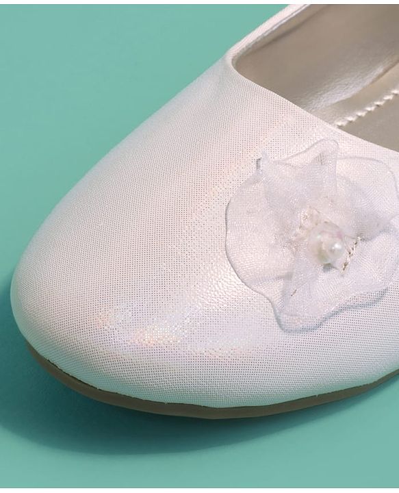 Pine Kids Slip On Ballerinas with Applique - White