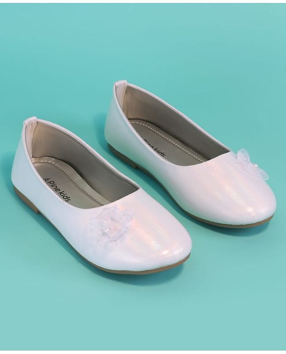 Pine Kids Slip On Ballerinas with Applique - White