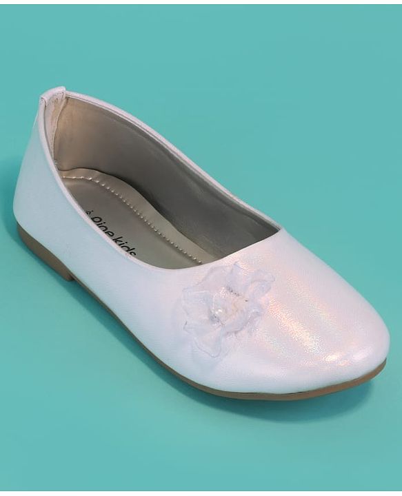 Pine Kids Slip On Ballerinas with Applique - White