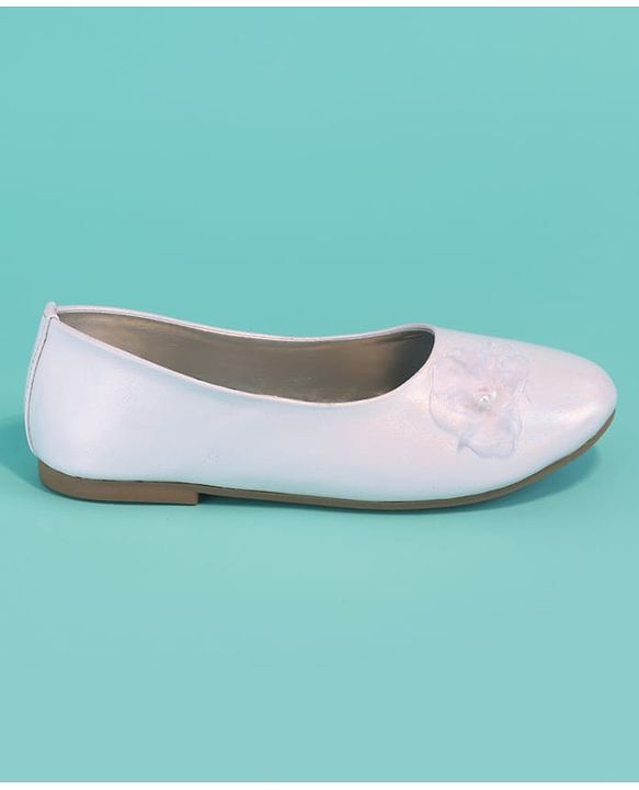 Pine Kids Slip On Ballerinas with Applique - White