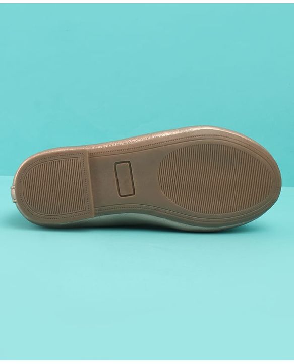 Pine Kids Solid Colour Slip On Ballerina with Bow Applique -  Golden